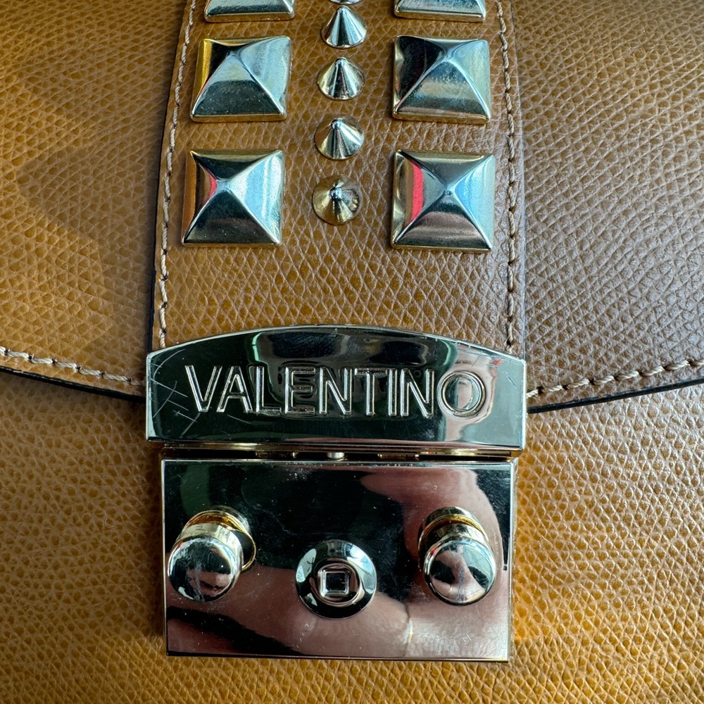 Mario Valentino Tan Crossbody Bag with Gold Accents - Picture 7 of 16